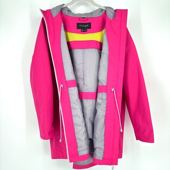 Nuage AtmoDry Hooded Rain Jacket Sz XL Pink Waterproof Long Breathable Bright - Picture 12 of 15